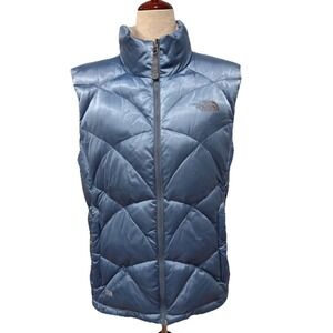 The North Face Nuptse 550 Down Puffer Packable Vest Jacket Ice Blue Womens Large